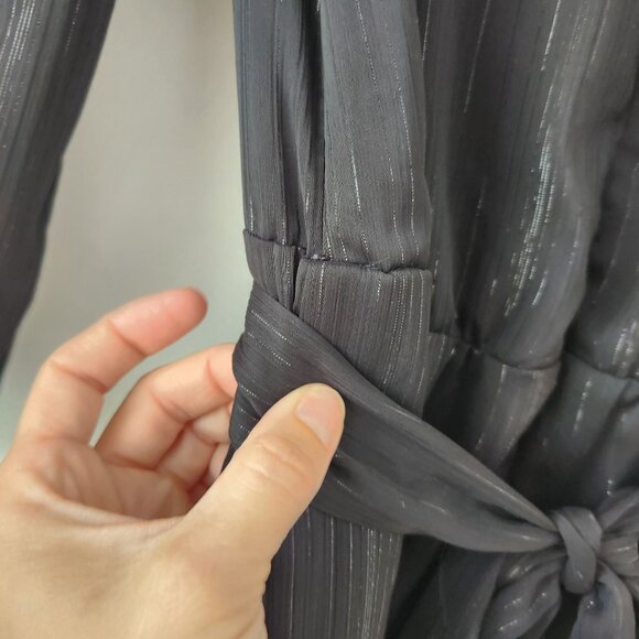 Modcloth Metallic Striped Black Jumpsuit Flowy Wide Leg Evening Women's M - Picture 10 of 10